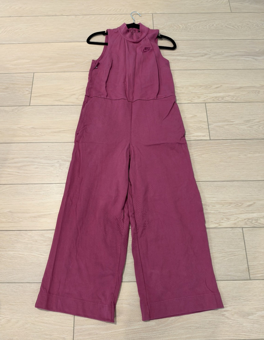 Nike Sportswear Crop Jersey Jumpsuit Size S Womens Mulberry Rose 100% Cotton